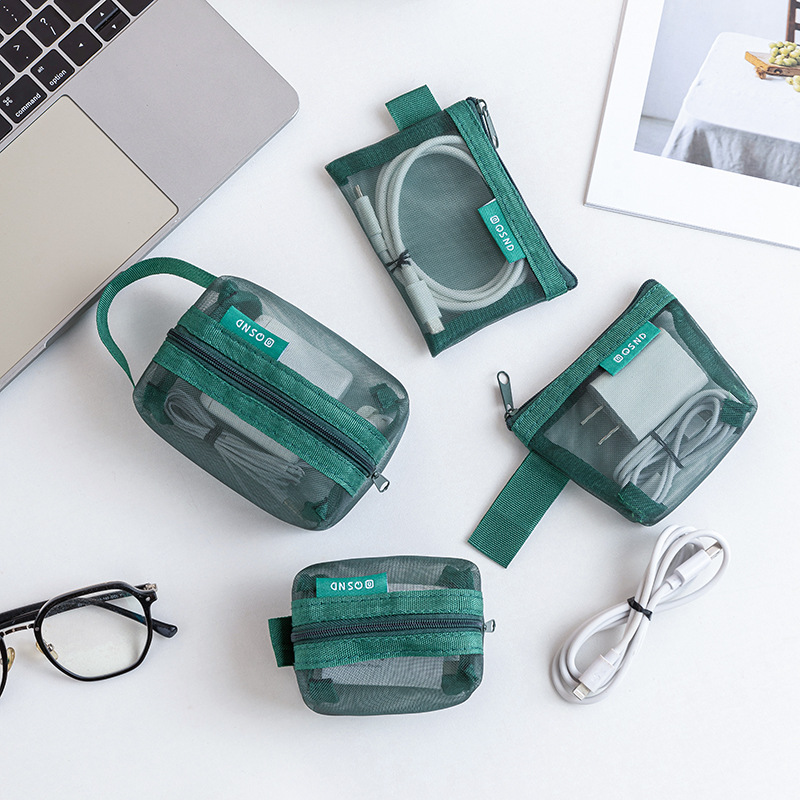 Travel Cable Organizer - 투명 메쉬 데이터 케이블 보관 가방