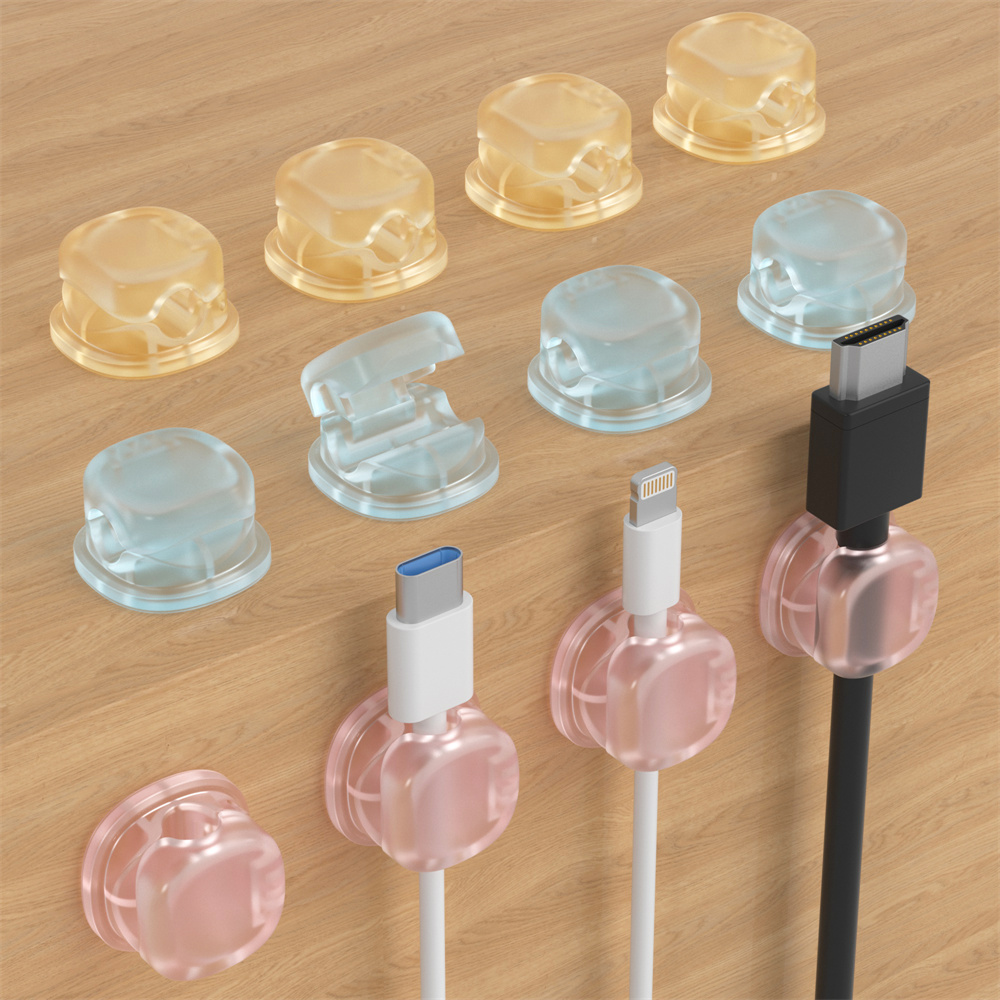 Desk Cable Clip - 3개의 투명 컬러 자석 케이블 정리함,