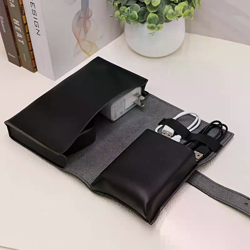 Tech Accessories Storage - 1개 PU 가죽 다중 수납 정리함-케이블,