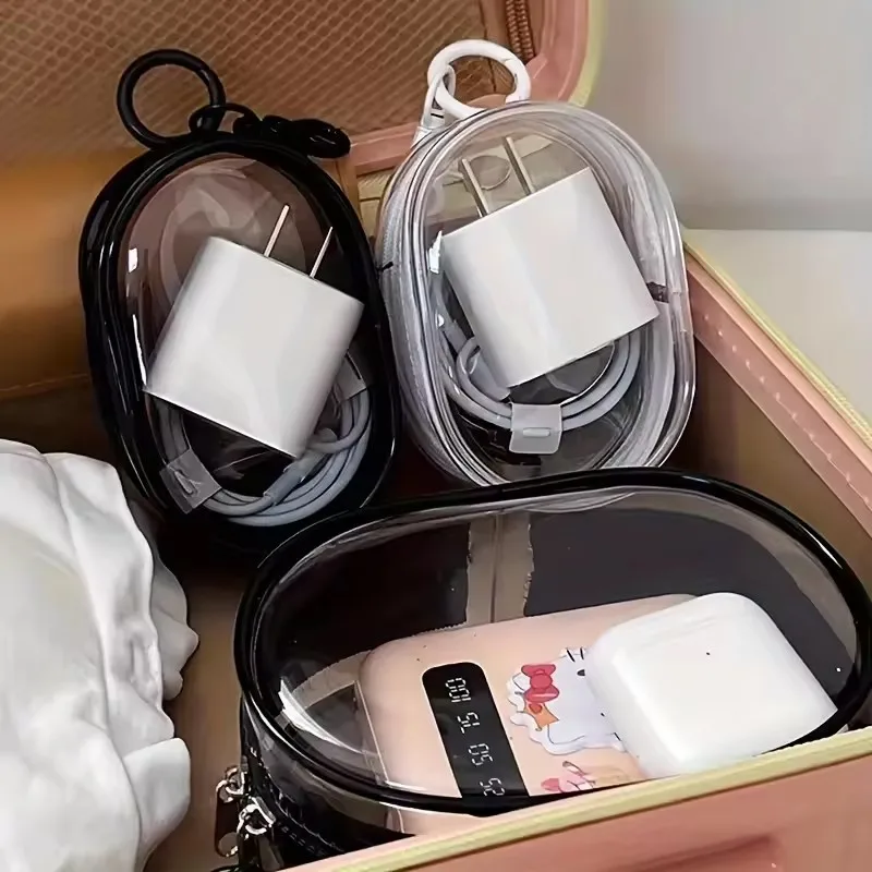 Travel Cable Organizer - 휴대용 미니 투명 지퍼 수납 가방