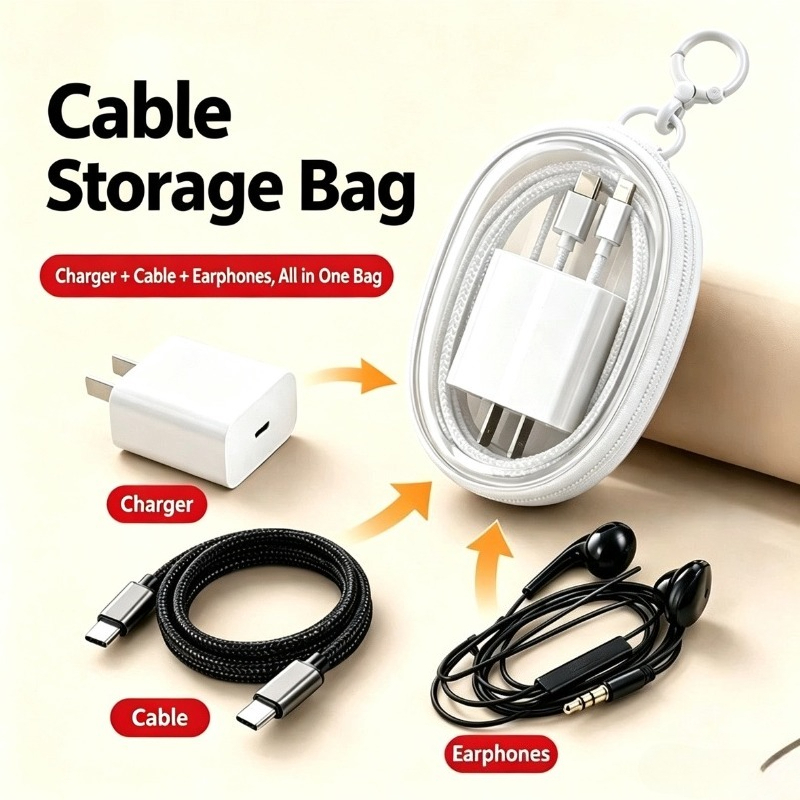 Travel Cable Organizer - 휴대용 여행 방수 데이터 케이블 보관