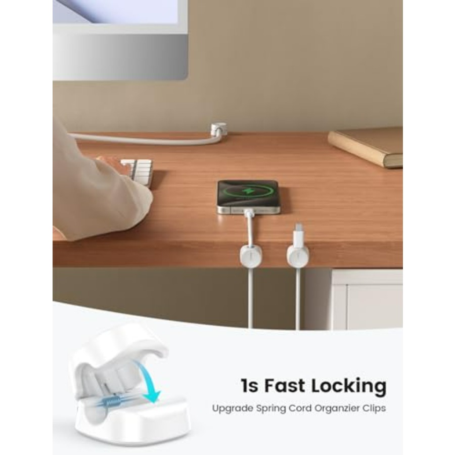 8팩 코드 정리기, [1s 잠금] 스프링 케이블 관리  - Desk Cable Clip 리뷰 및 가격