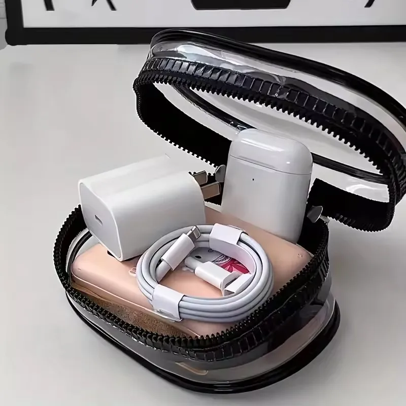 휴대용 미니 투명 지퍼 수납 가방 키체인 만화 캐릭터  - Travel Cable Organizer 리뷰 및 가격