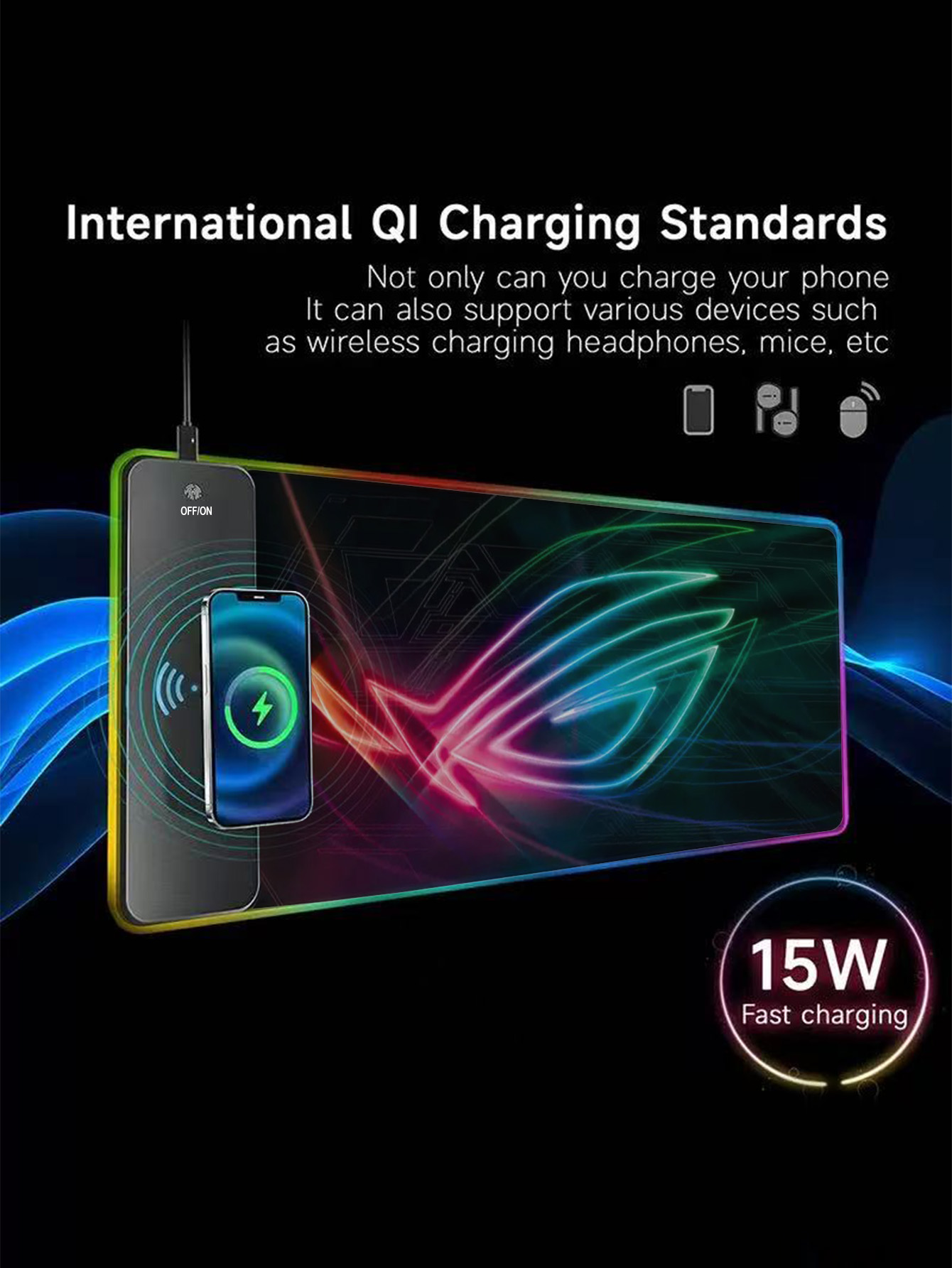 RGB 조명 다기능 15W 무선 충전 마우스 패드, 크 - Mouse Charging Pad 리뷰 및 가격