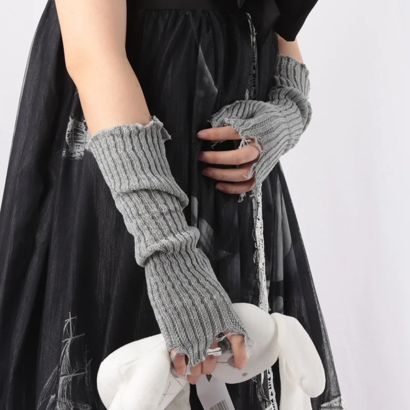 펑크 깨진 유니섹스 니트 장갑, 찢어진 오버슬리브, 따 - Tech Wear Accessories 리뷰 및 가격