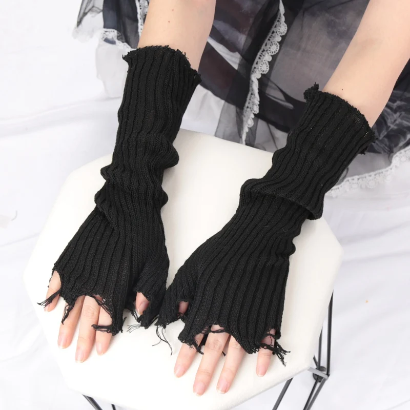 펑크 깨진 유니섹스 니트 장갑, 찢어진 오버슬리브, 따 - Tech Wear Accessories 리뷰 및 가격
