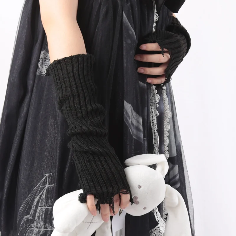 펑크 깨진 유니섹스 니트 장갑, 찢어진 오버슬리브, 따 - Tech Wear Accessories 리뷰 및 가격