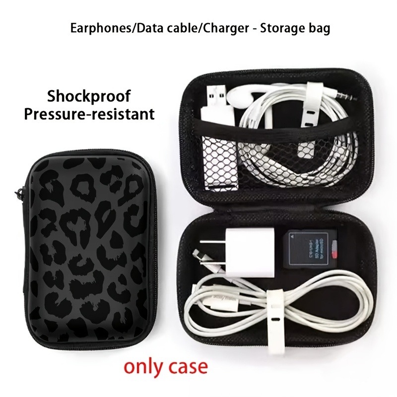 블랙 레오파드 프린트 EVA 하드 쉘 전자제품 정리함  - Travel Cable Organizer 리뷰 및 가격